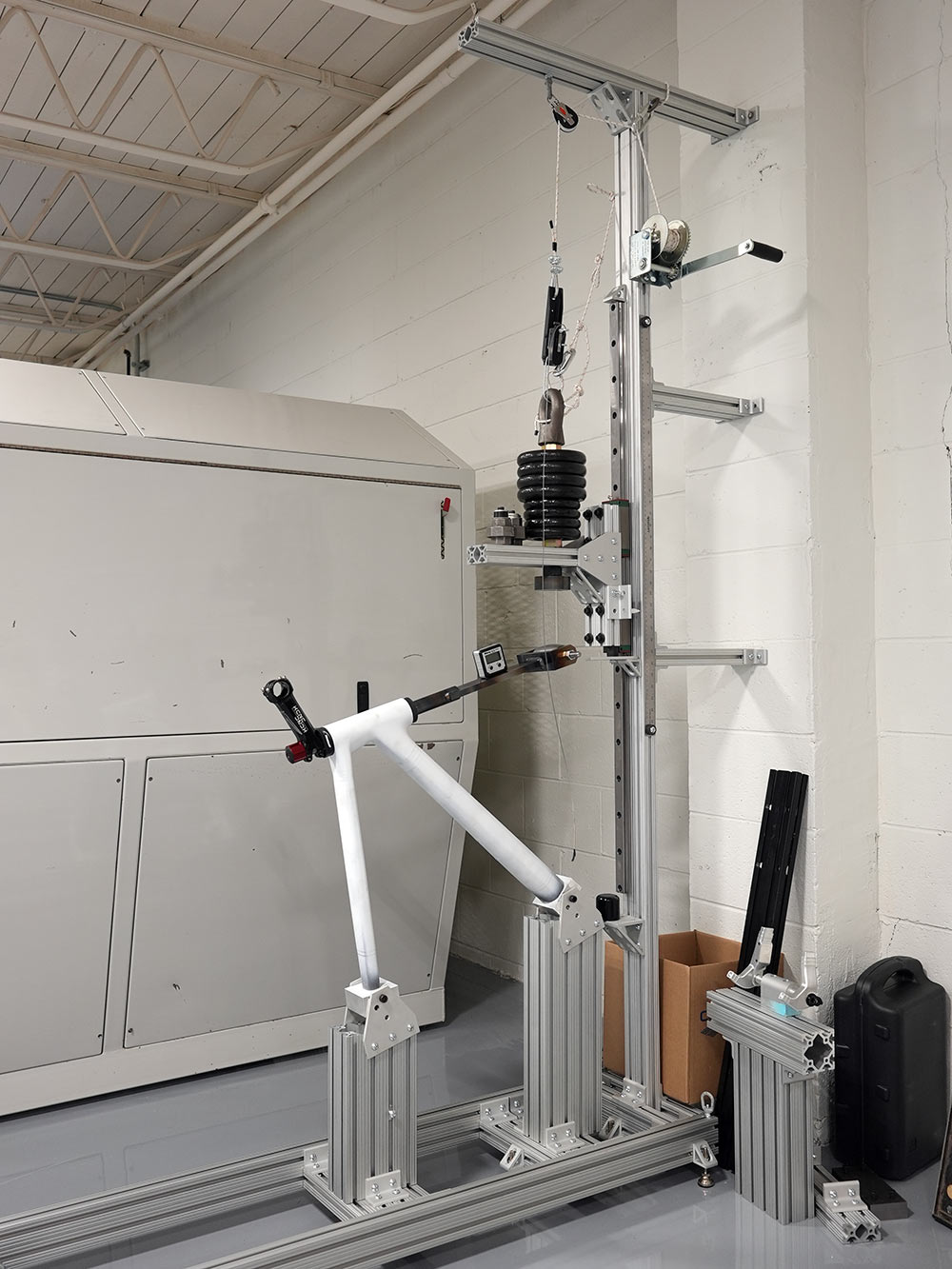 bridge bike works factory tour - impact test jig