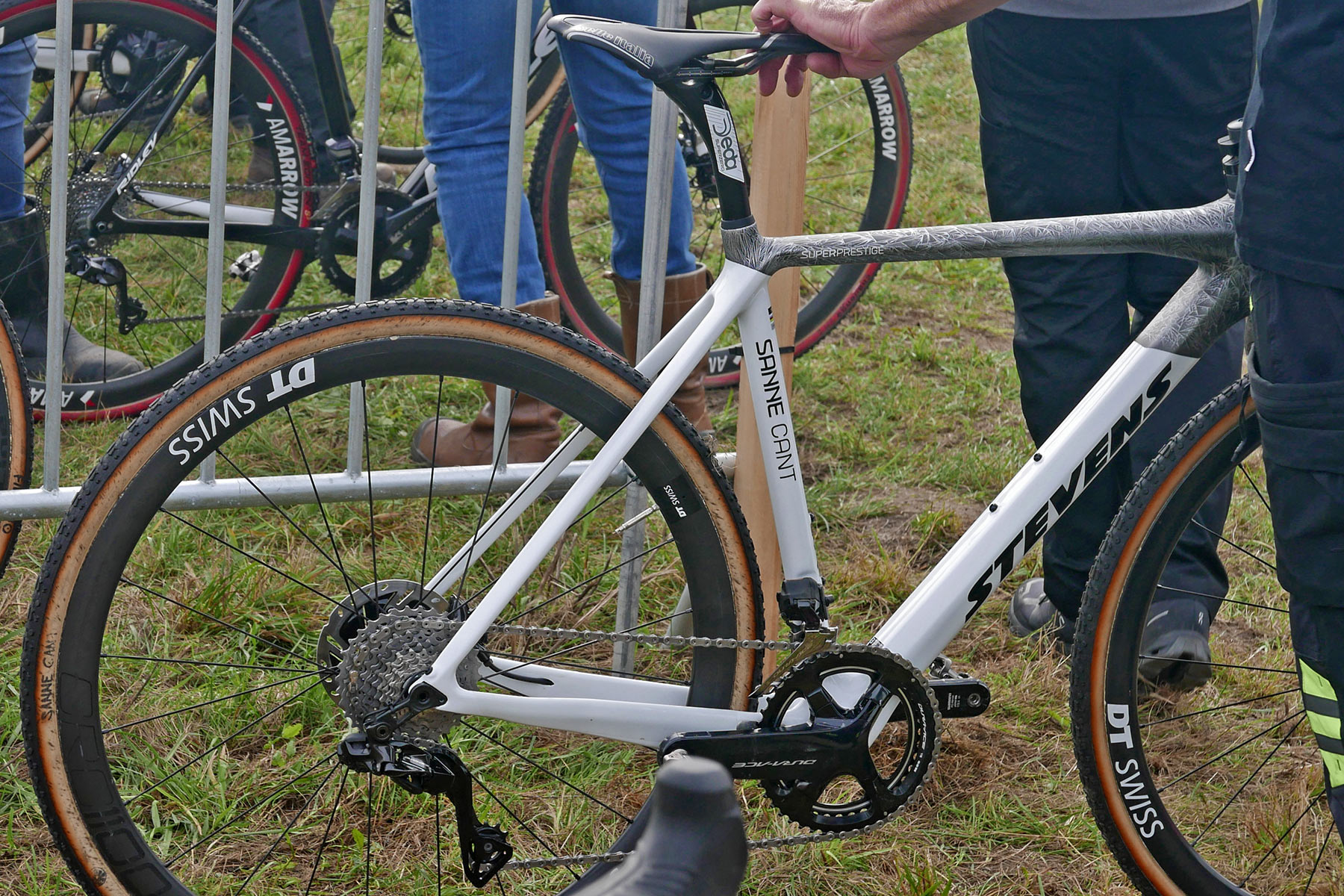 Sanne Cant racing new 2022 Stevens Super Prestige carbon cyclocross bike, UCI World Cup Tabor, frame rear detail