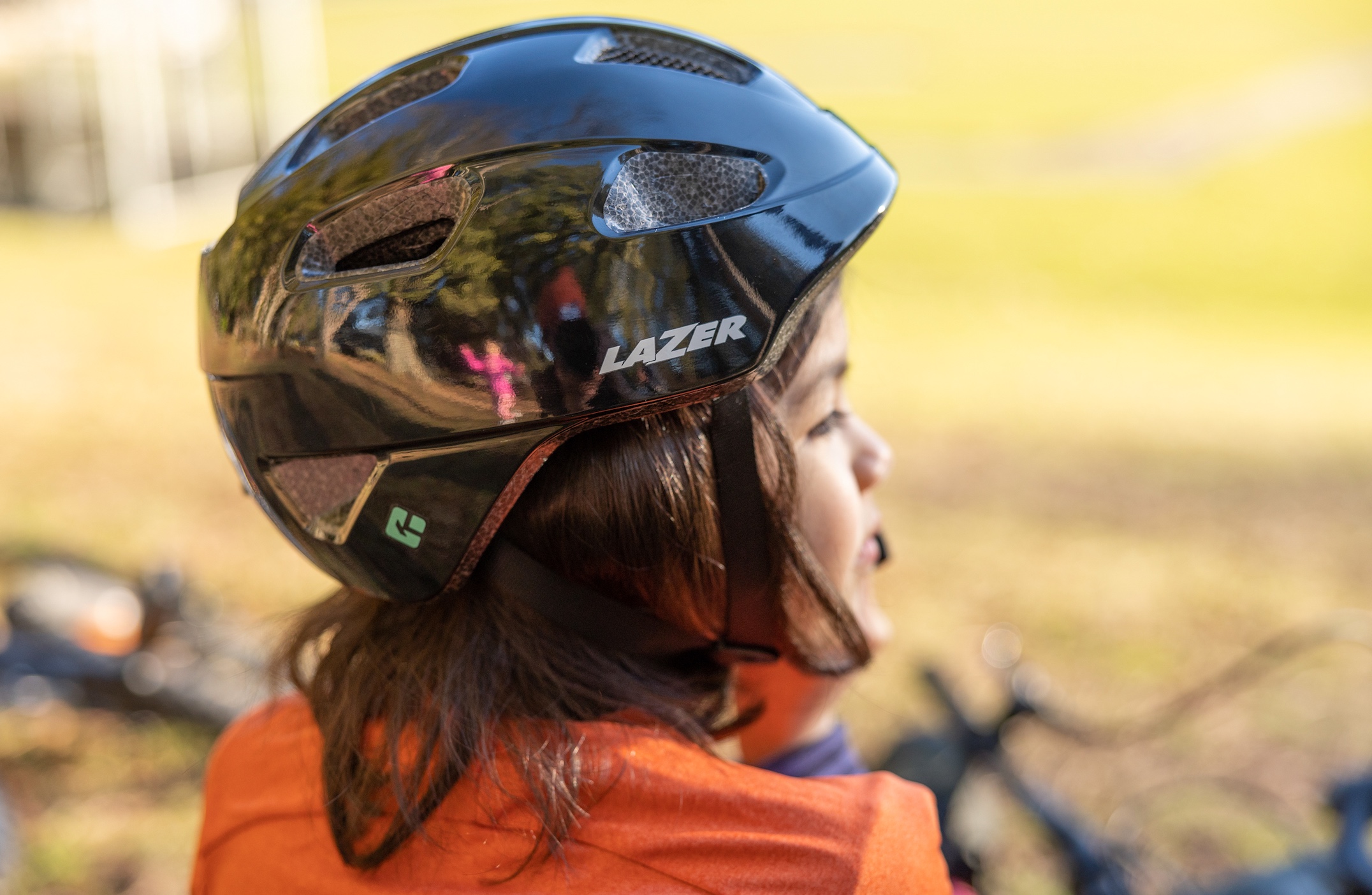 Child wearing Lazer Nuts KinetiCore helmet.