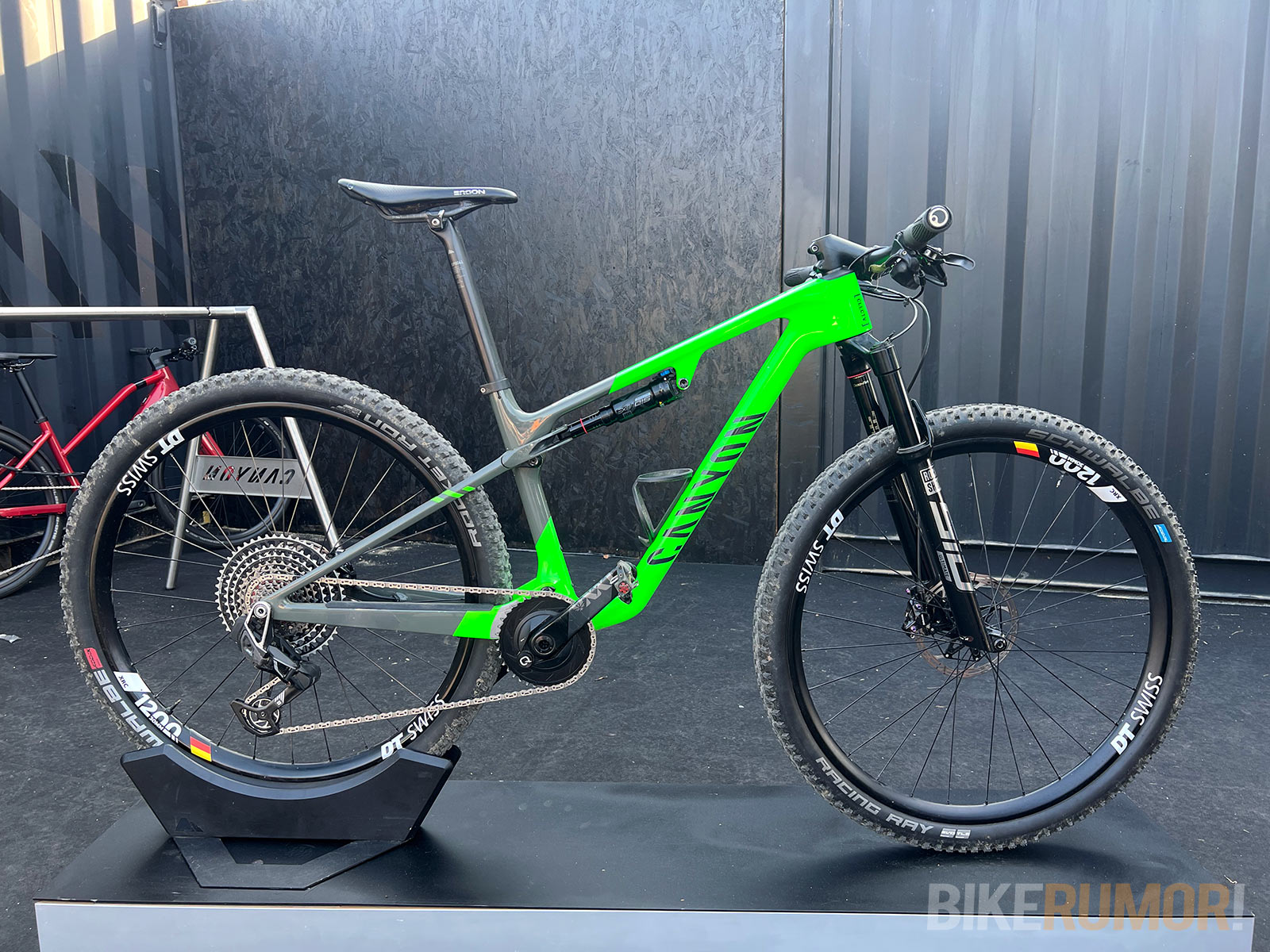 canyon clctv team race bike with prototype sram mtb drivetrain