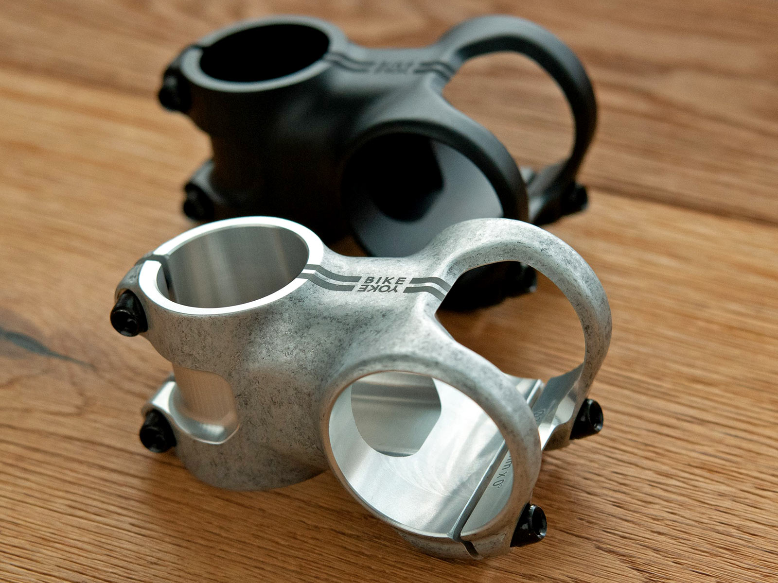 BikeYoke Barkeeper RAFF Raw Forged Finish 1-piece alloy MTB stem, now 31.8mm compatible in black or Raw-ish silver