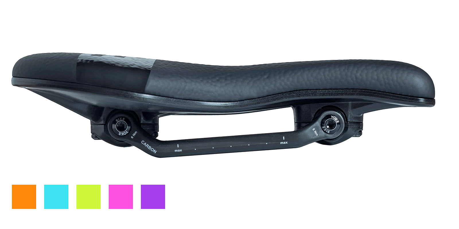 BikeYoke Sagma Carbon floating suspension saddle, side profile colors