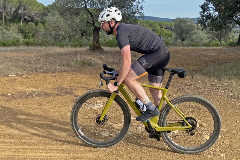 2023 Scott Solace Gravel eRide lightweight carbon ebike, powered by TQ HPR50 motor, riding
