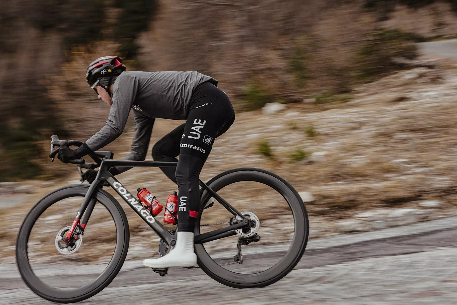 Colnago V4Rs road bike being ridden downhill