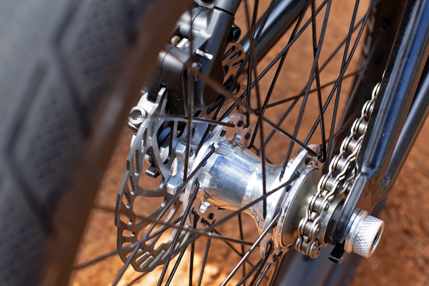 WTP Chaos Machine disc brake BMX bike, Tyson Jones-Peni pro bike check, disc rear hub
