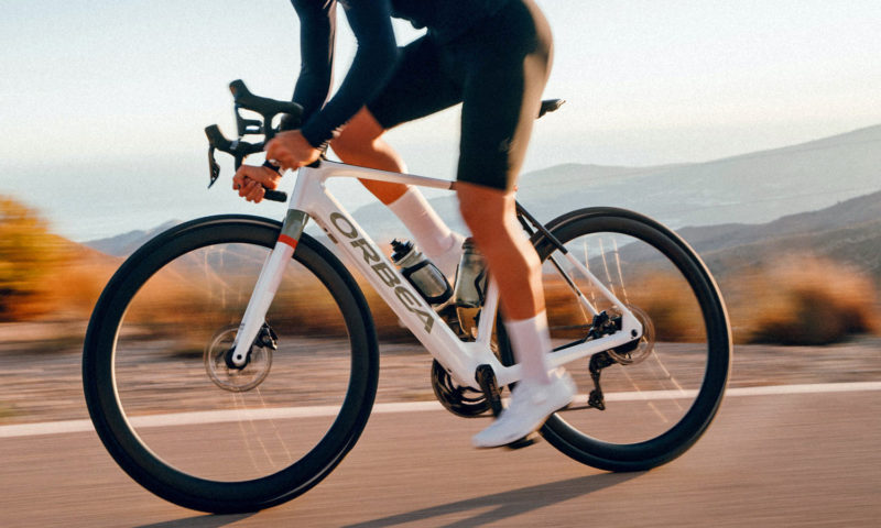 2023 Orbea Gain x Mahle X20 upgraded carbon road gravel ebikes, riding non-driveside