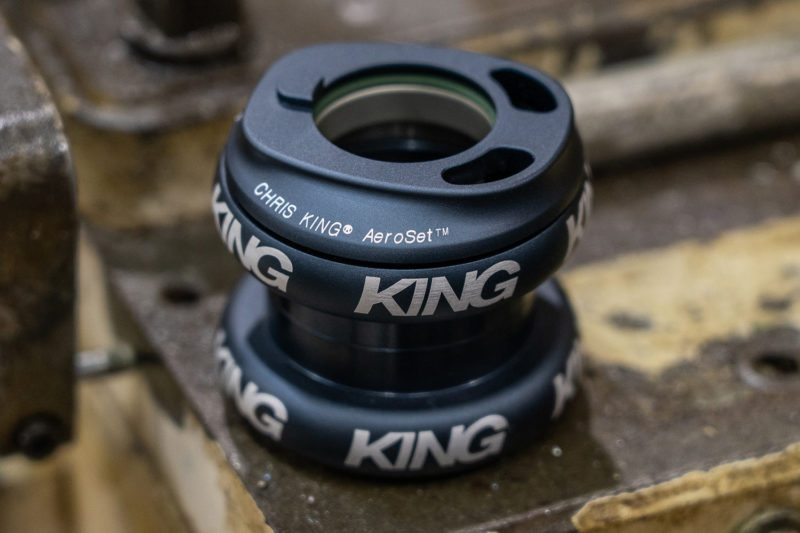 Chris King AeroSet 3 fully internal routing headset on workbench