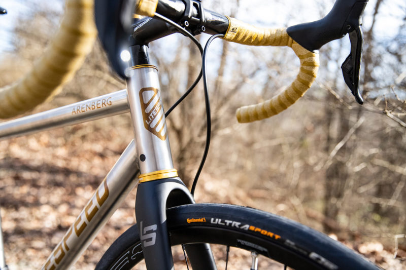2023 litespeed arenberg disc brake titanium road bike front angle