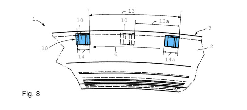 DT Swiss aero road bike tire concept patent, aerodynamic divot detail