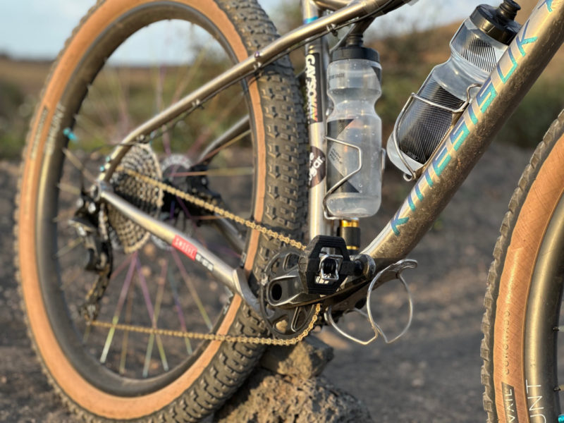kinesis fernweh adventure mtb titanium frame 29" x 3" tire clearance bikepacking ready oil slick decals gays ok