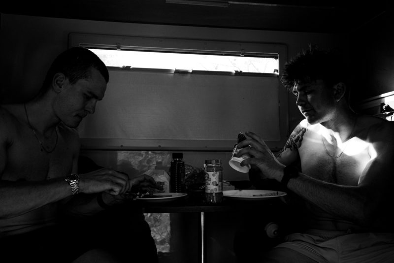 2023 cape epic speed company racing eating breakfast in campervan