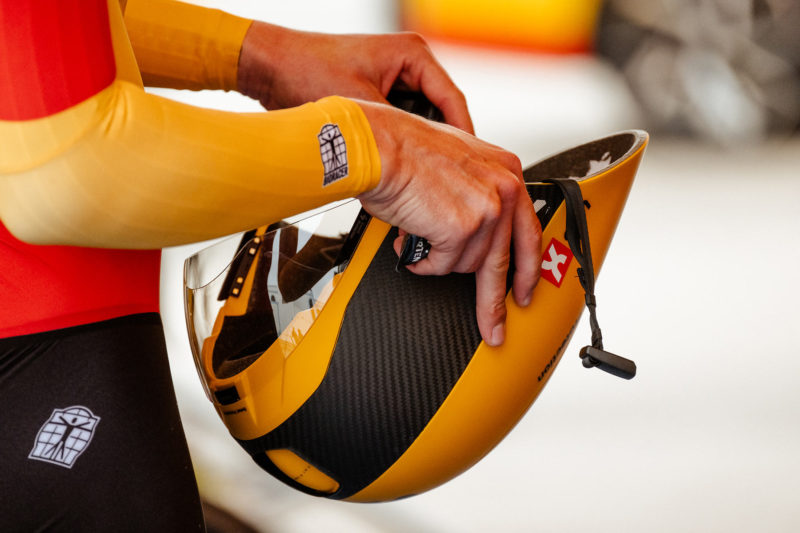 sweet protection redeemer 2Vi aero TT bike helmet being held