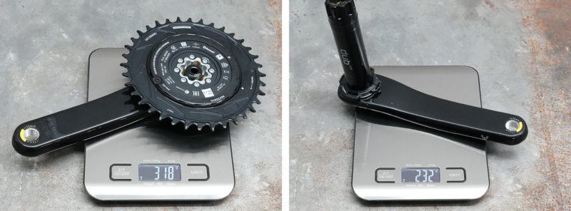 sram transmission mountain bike XX SL crankset actual weights with power meter