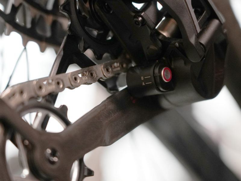 SRAM Transmission direct mount rear derailleur installation closeup