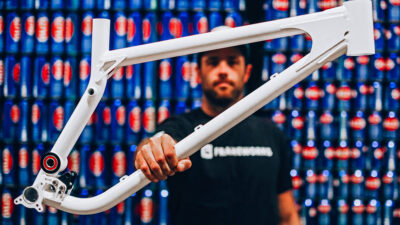 Neko Mulally Frameworks Racing on a Cotic 853 Steel DH bike collaboration prototype