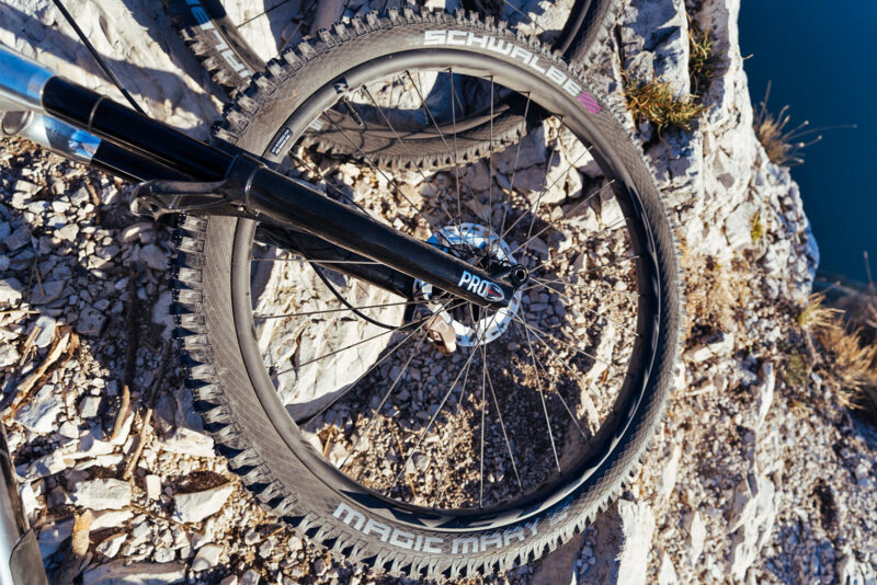 2023 Manitou Mattoc MTB fork, one mountain bike for all, 110-150mm XC to all-mountain travel, trailside detail