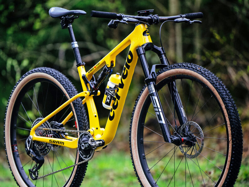 2023 Cervélo ZFS-5 carbon full-suspension XC mountain bike, Cervelo ZFS XCO MTB race-ready, angled detail