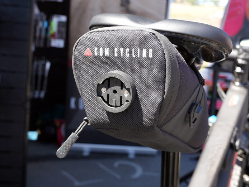 KOM cycling saddle bag with integrated garmin varia radar light mount