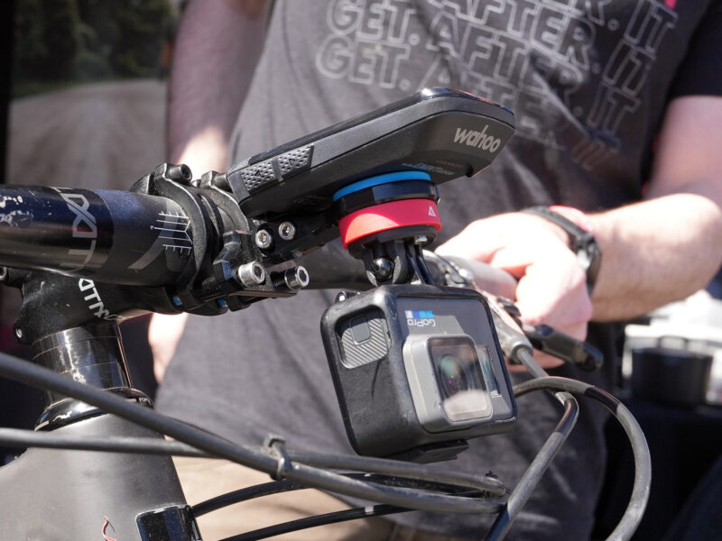 KOM cycling out front computer mount with quick release camera and light mount attaches to stem bolts