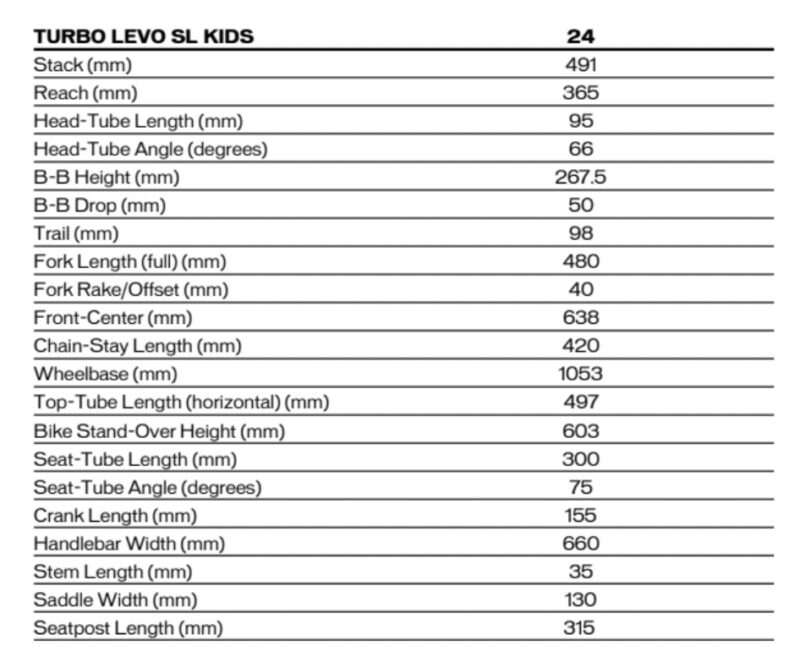 Specialized Turbo Levo SL Kids geo