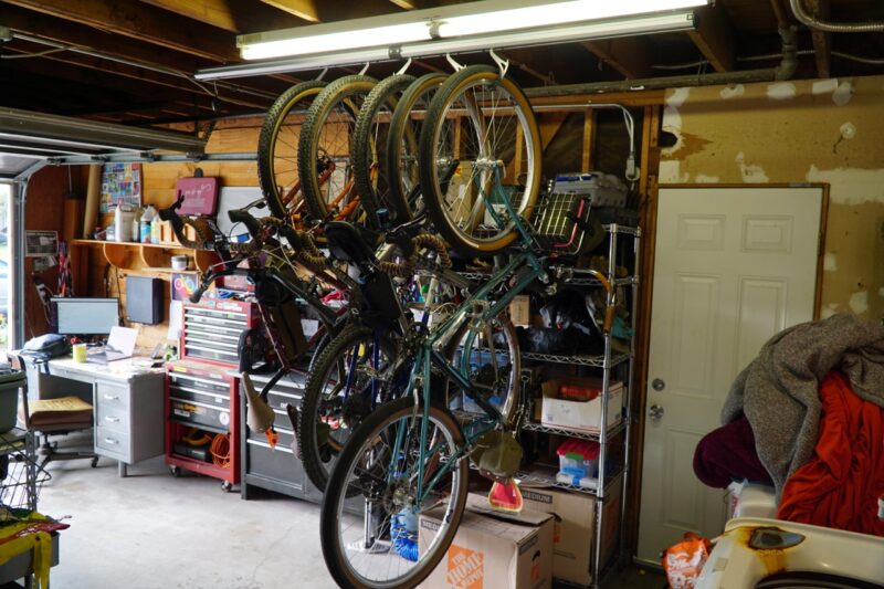 Stashed SpaceRail Storage System bike stored