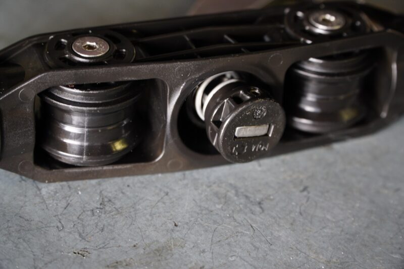 Stashed SpaceRail Storage System hook trolly inards