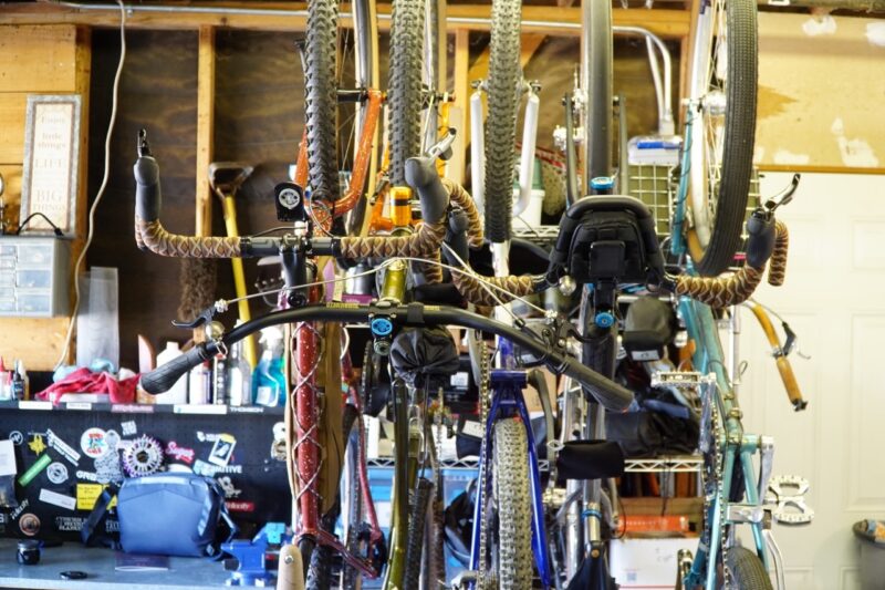 Stashed SpaceRail Storage System tight bike spacing