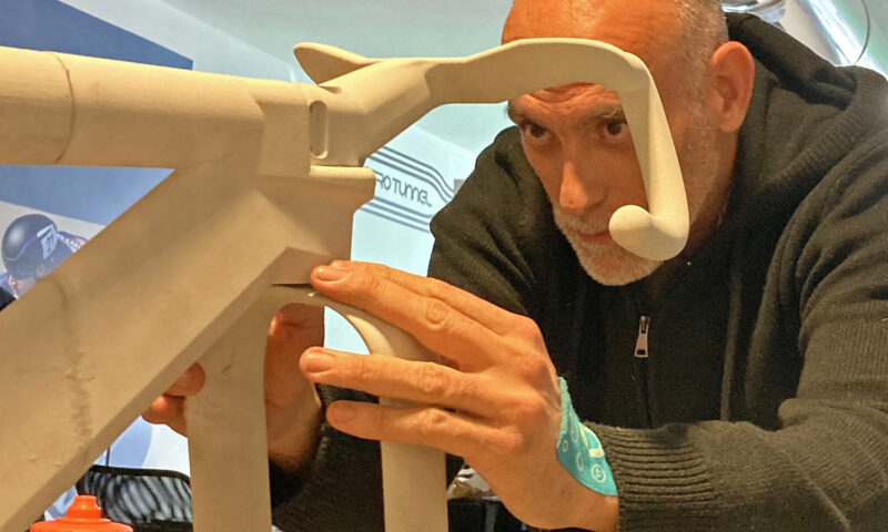 TRed X23 Swanigami individualized aerodynamics 3D-printed scandium aluminum alloy track bike prototype, mock-up for aero testing