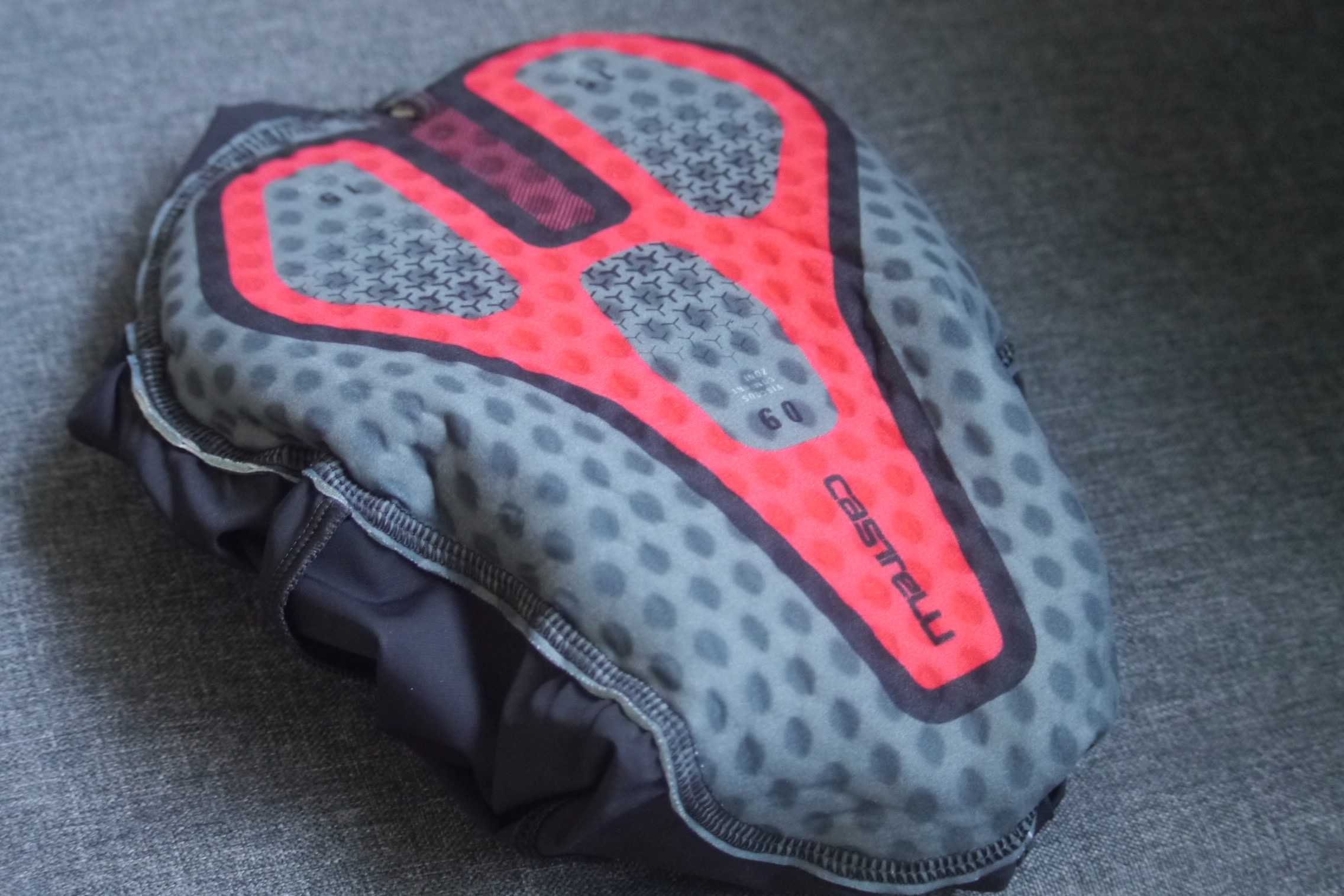 Cycling bib shorts chamois pad detail