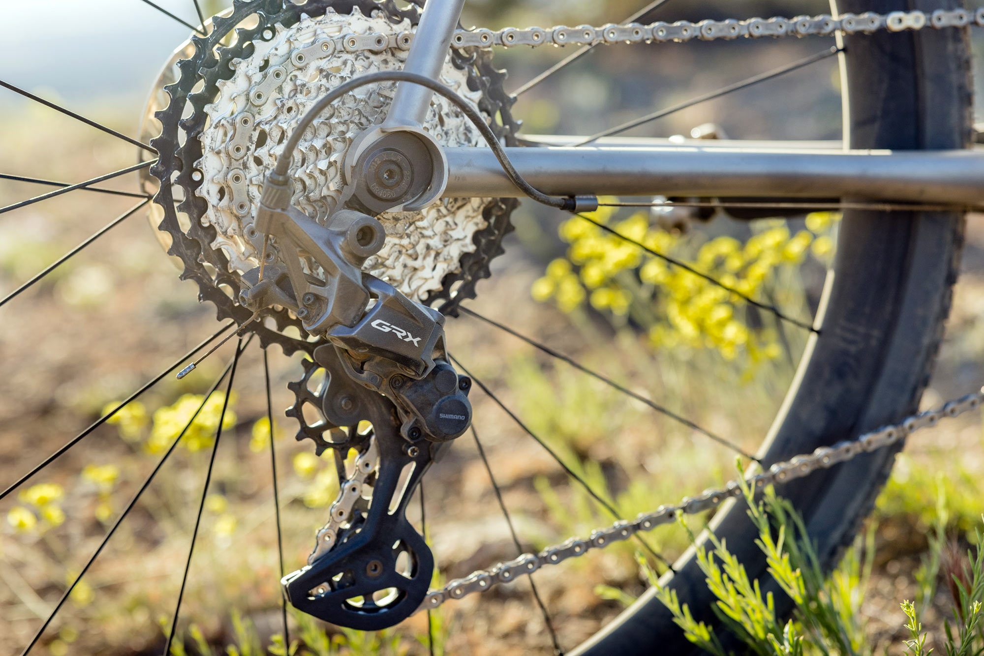 GRX cassette and derailleur closeup details
