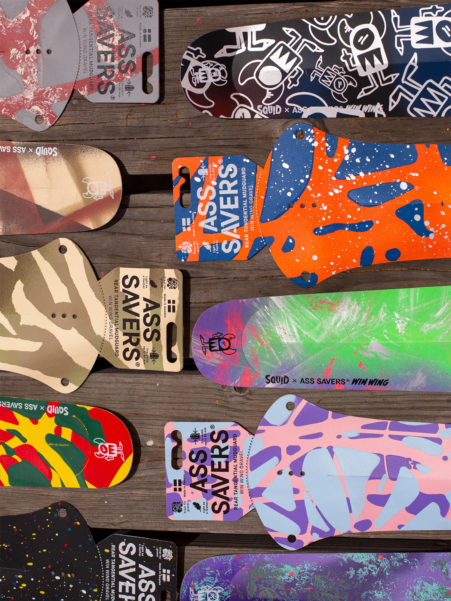 Squid Bikes X Ass Savers limited edition artwork Win Wing Gravel bike fenders, pattern & colors 3