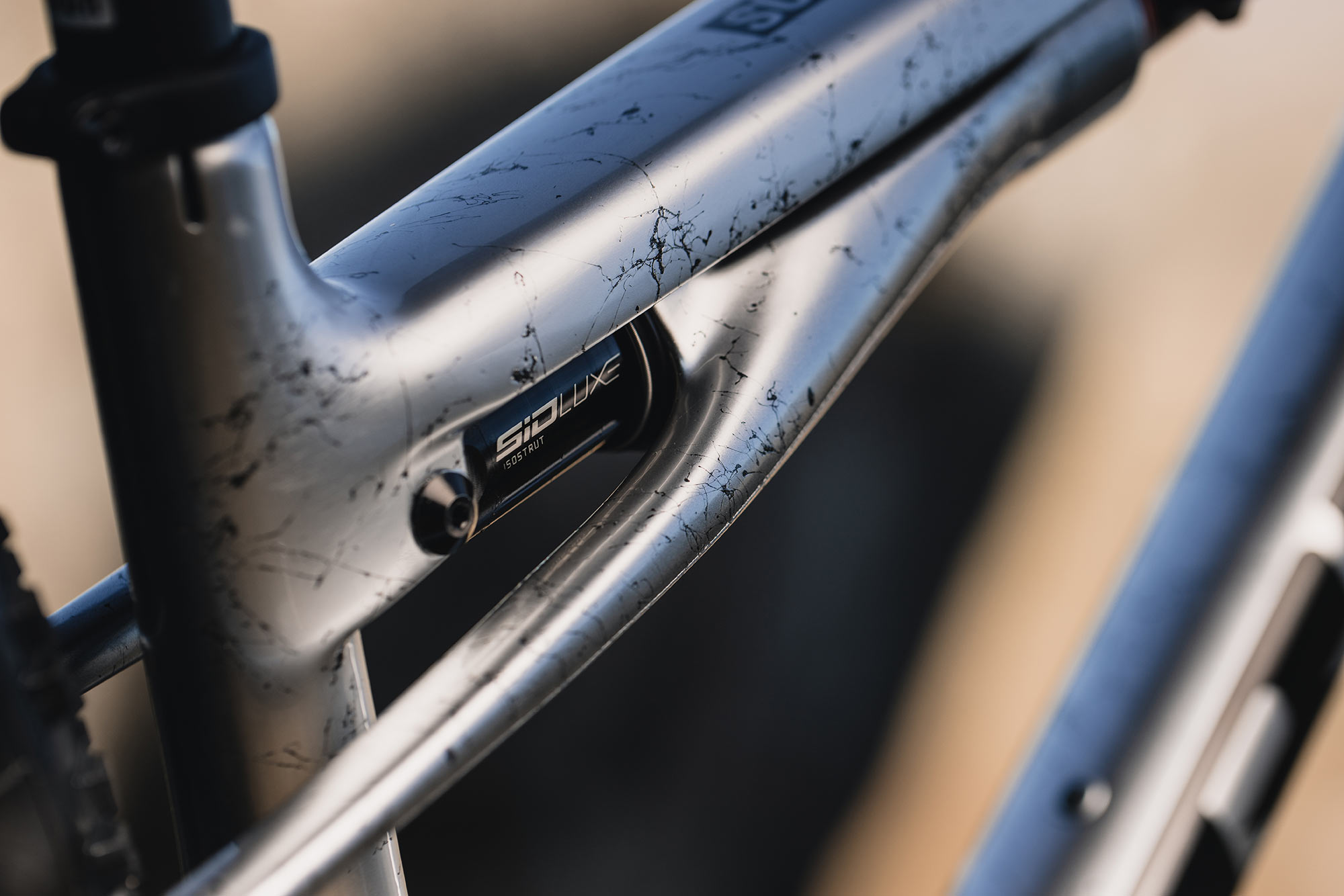closeup details of trek supercaliber short travel XC race mountain bike