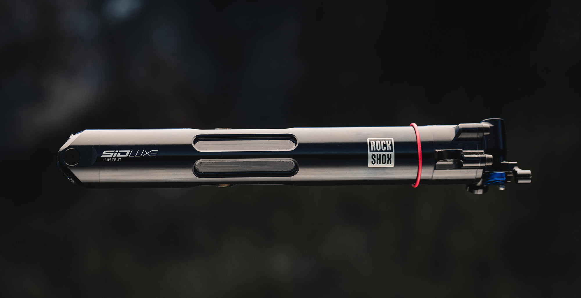 closeup details of trek supercaliber isostrut rear shock