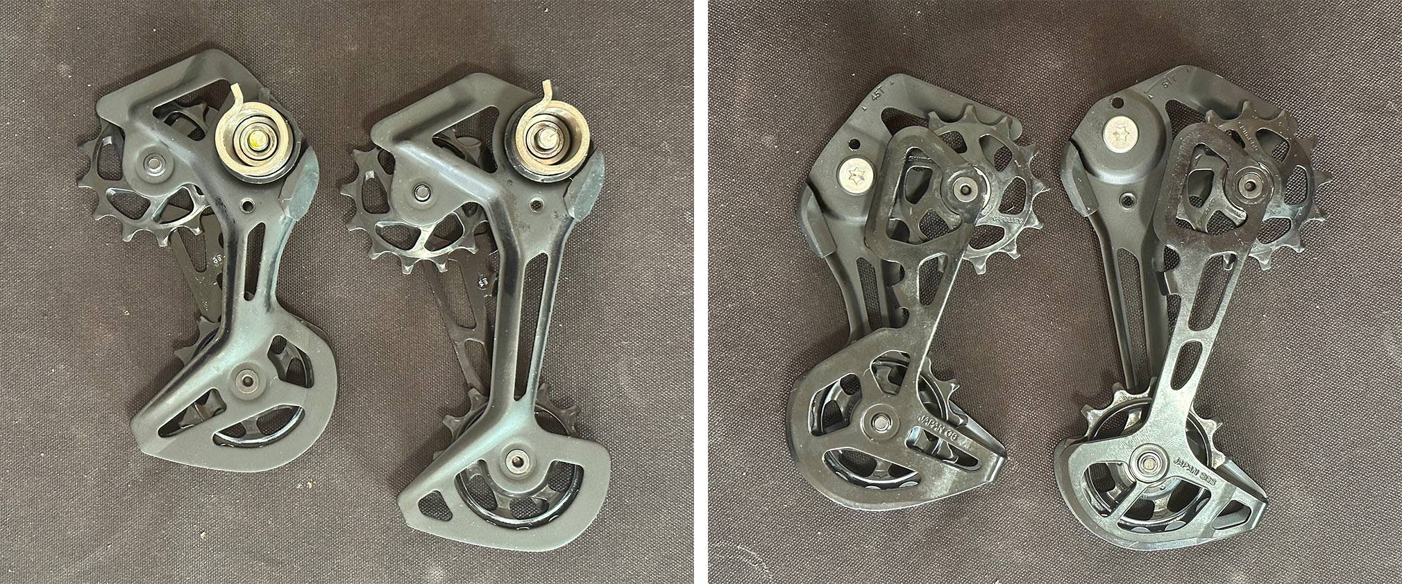 GRX derailleur pulleys side by side