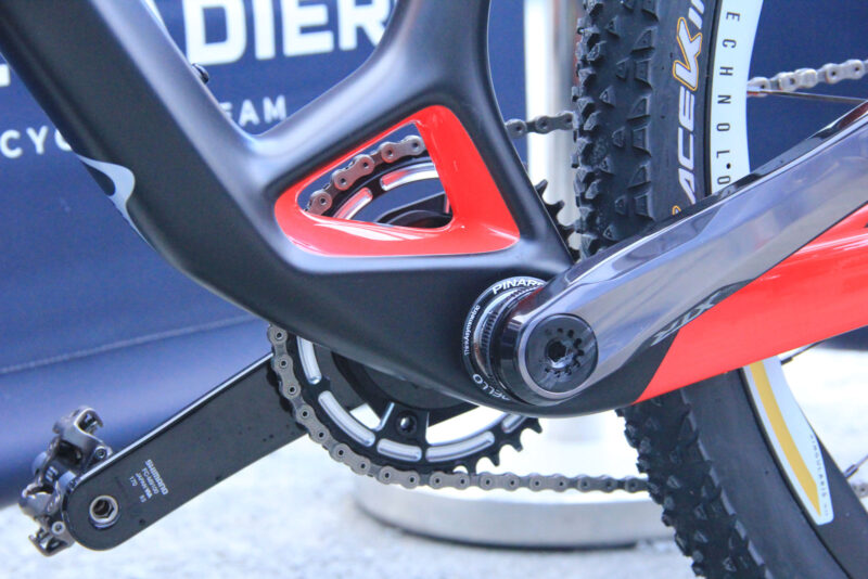 tom pidcock pro bike check pinarello dogma xc hardtail asymmetric rear triangle details bb area