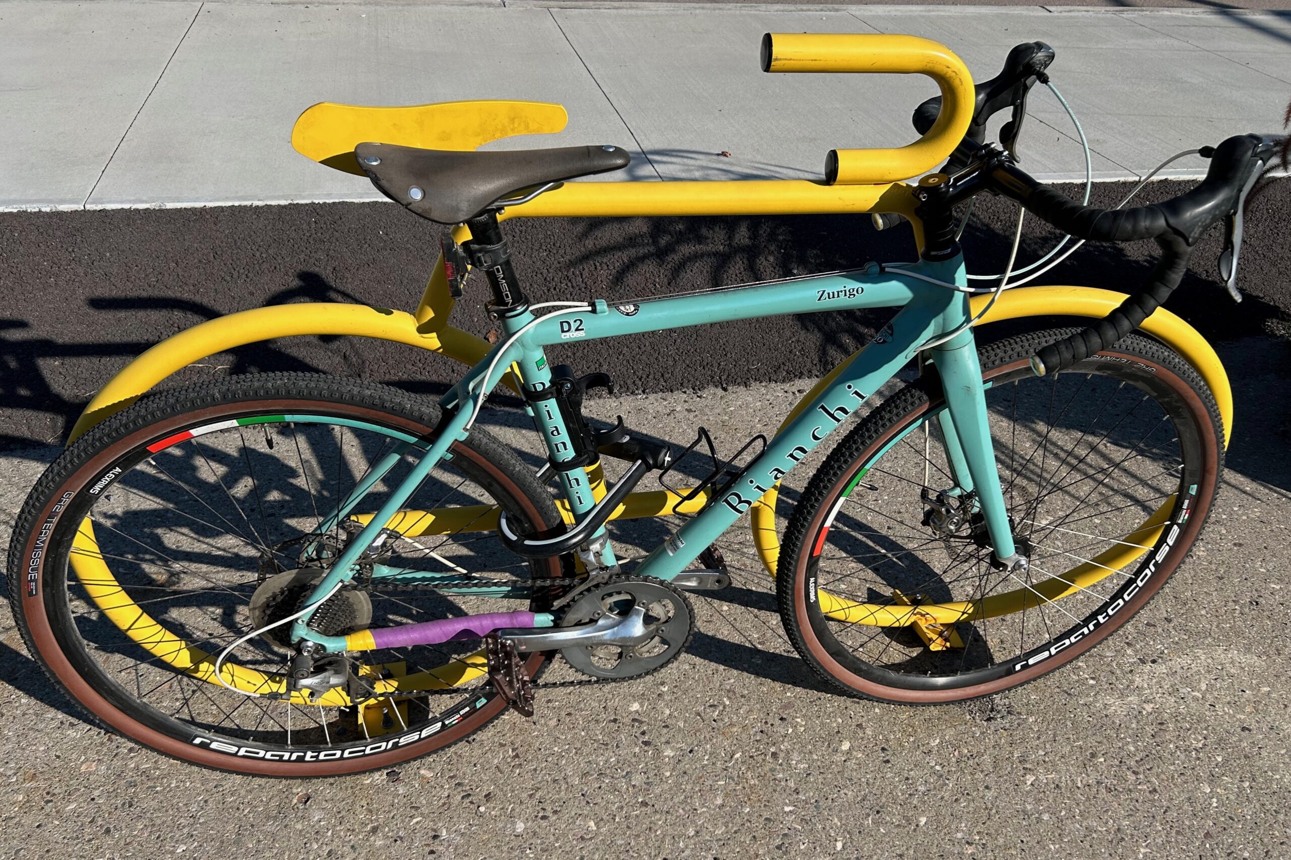 The Litelok X1 U-lock locking a bike on a bike rack