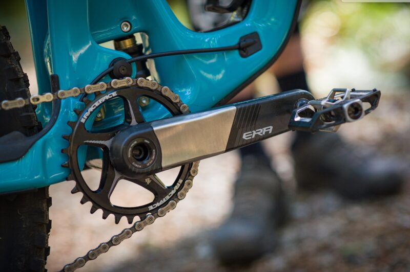 Race Face Era crank mounted to a mountain bike. Side view.