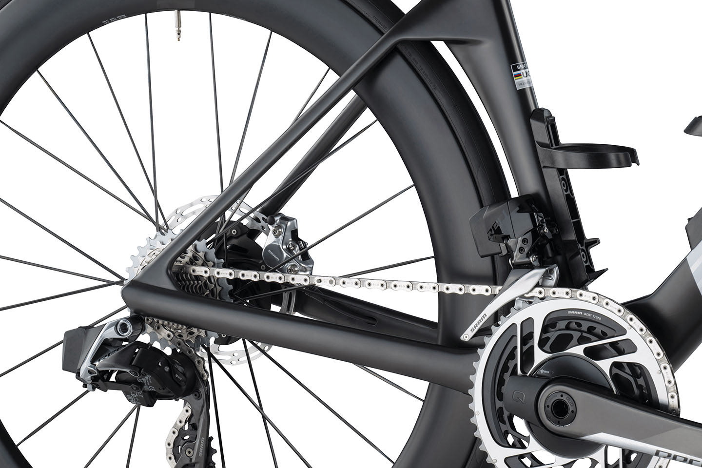 closeup details of bmc teammachine r racing road bike