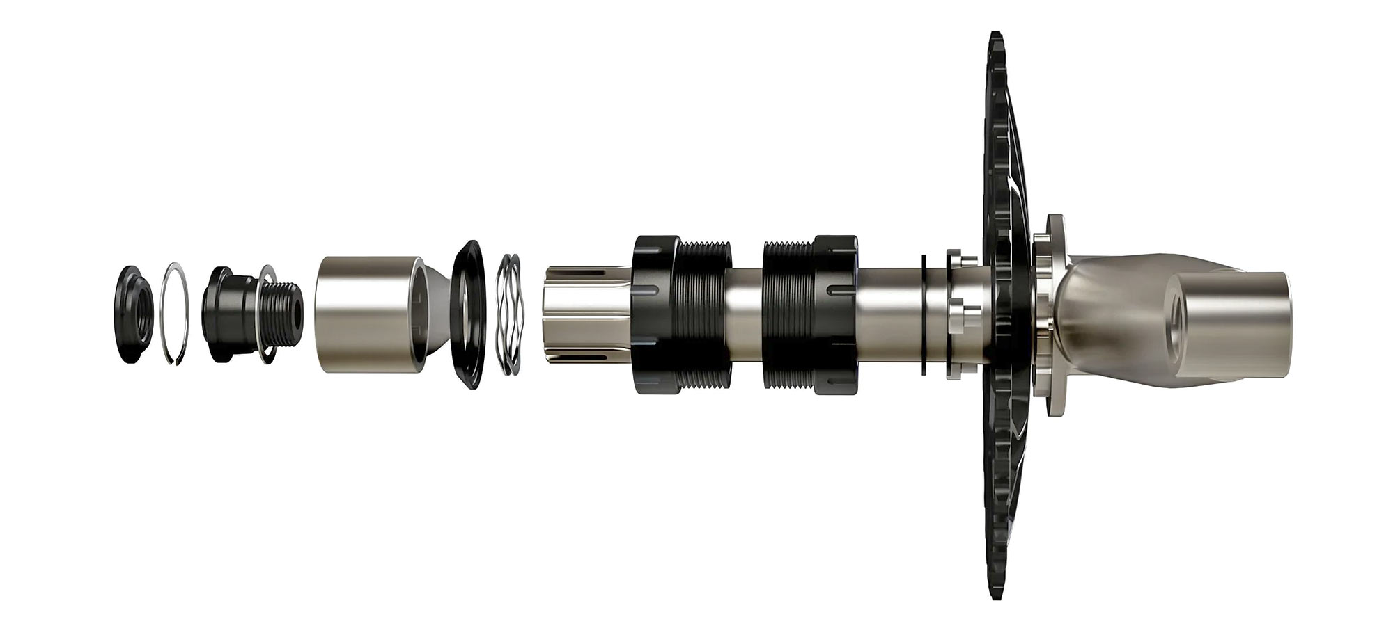 Cyber Cycles Cranks modern modular tubular steel bicycle cranksets, exploded view