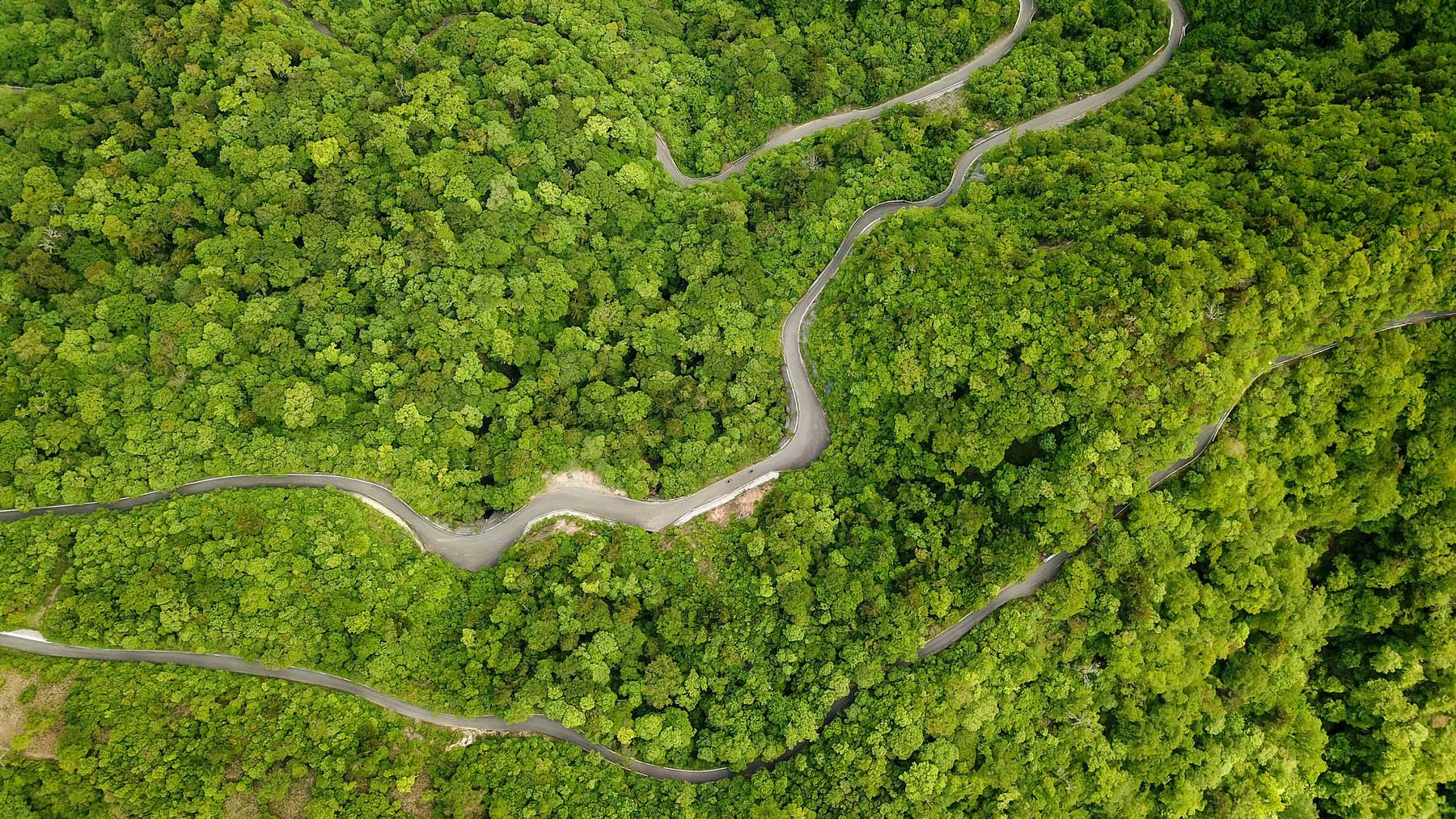 aerial view of mountain road from ride and seek cycle japan samurai cycling tour in may and october
