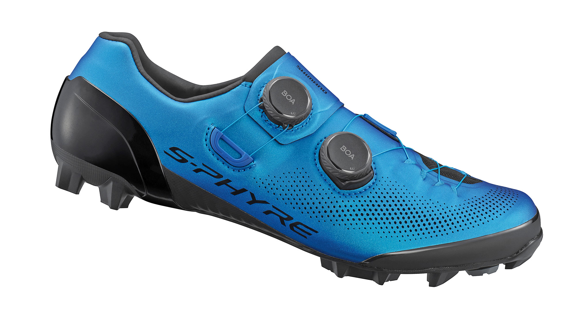 Shimano S-Phyre XC9, updated XC903 cross-country mountain bike & cyclocross shoes, blue side