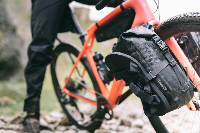 Tailfin fork pack on bike