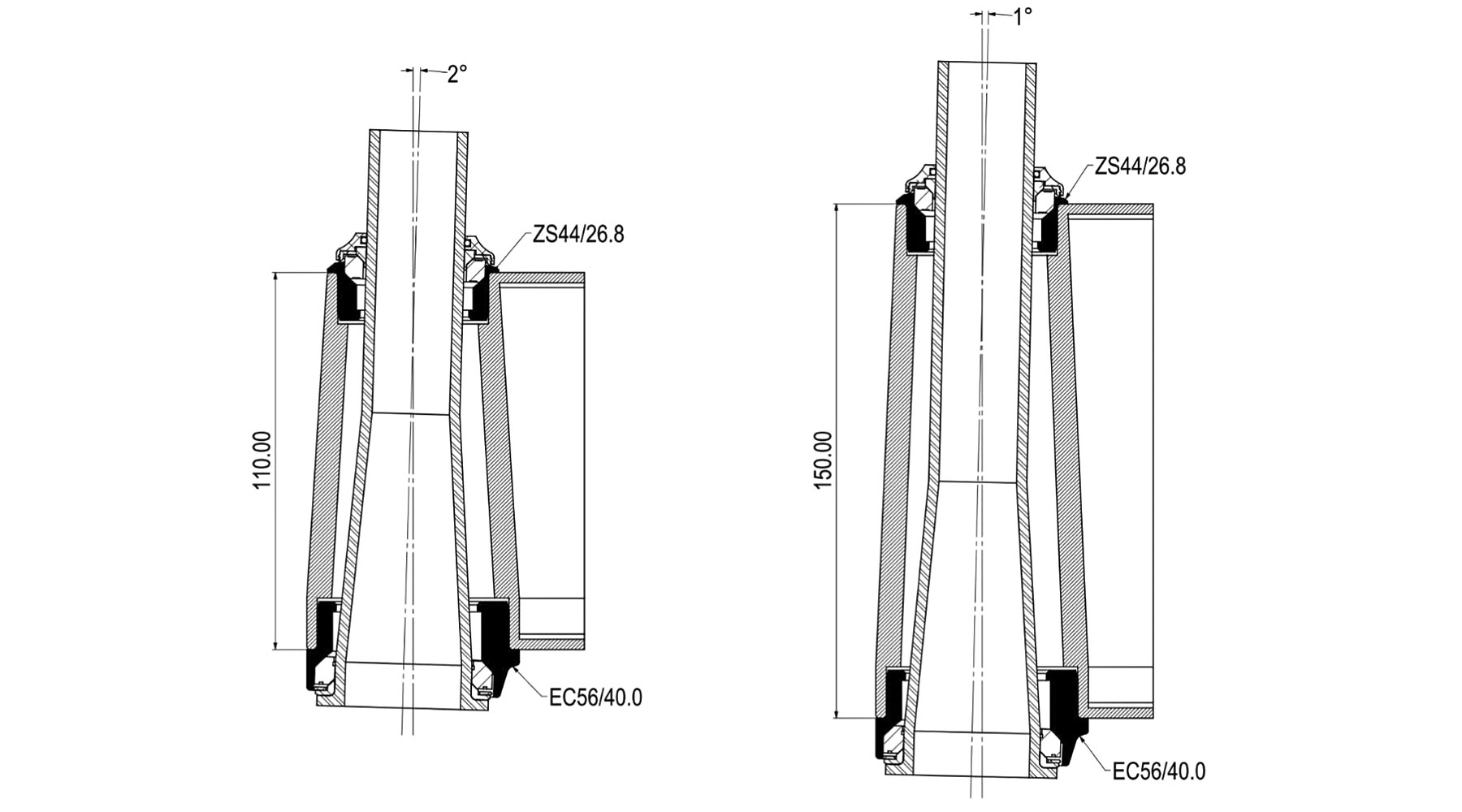 9point8 Slack-R Zero Stack angle adjust headset ZS/EC, impact of headtube length