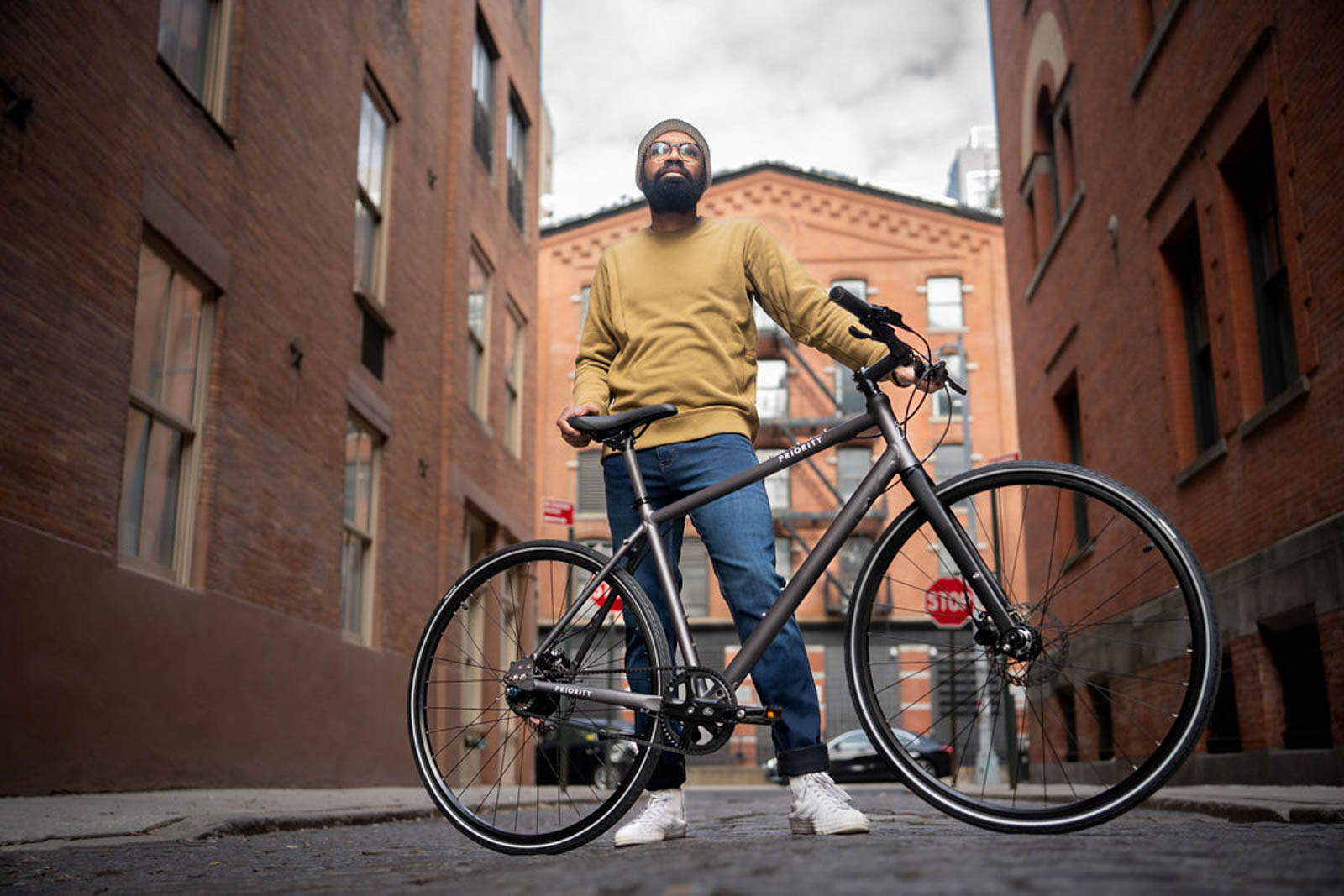 Priority Bicycles Eight, with rider