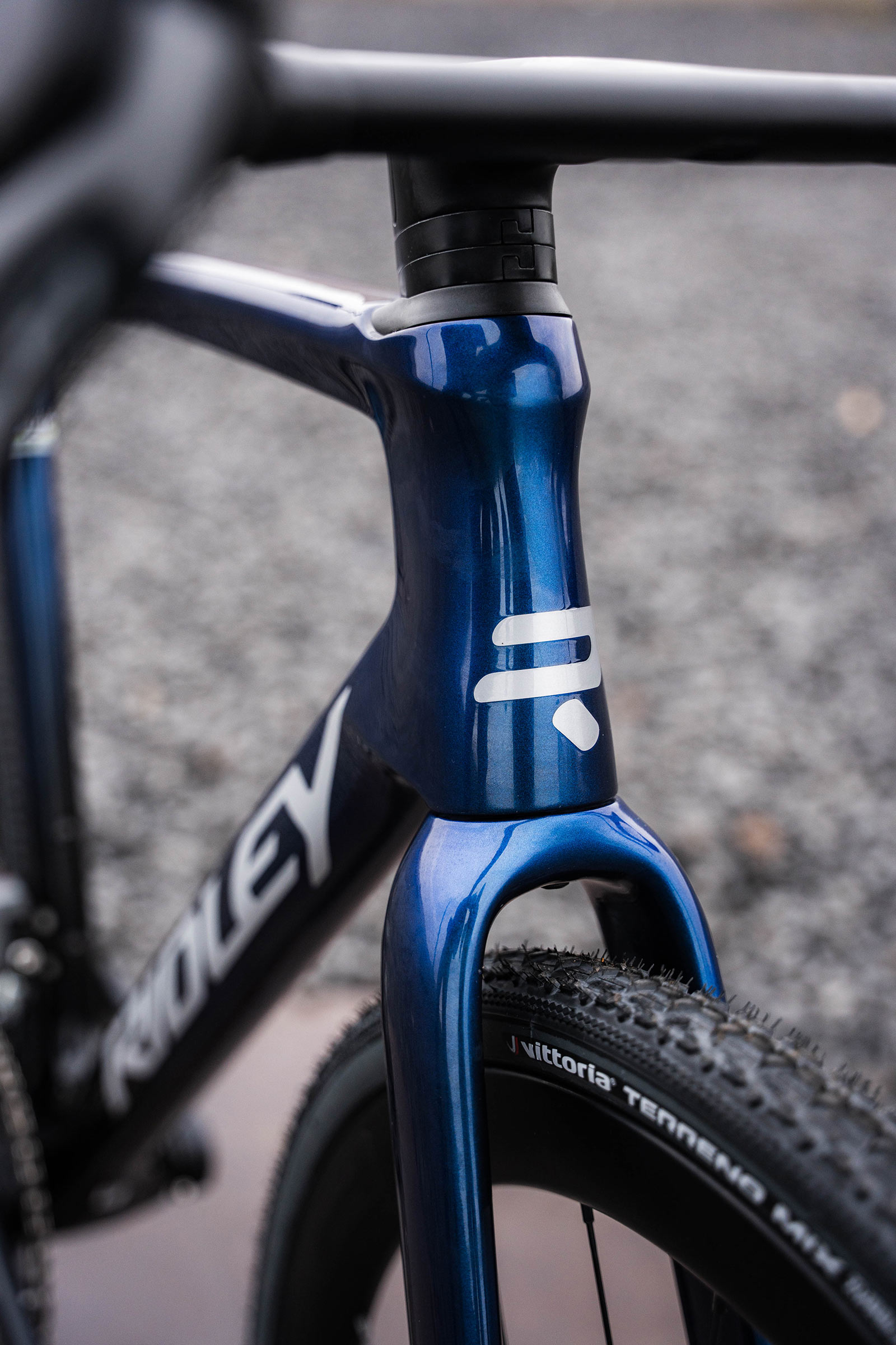 head tube closeup on 2024 ridley x-night rs cyclocross race bike