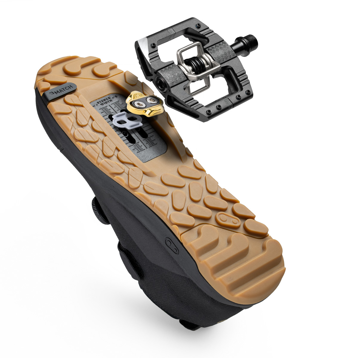 Crankbrothers Mallet Trail BOA shoe, sole with pedal
