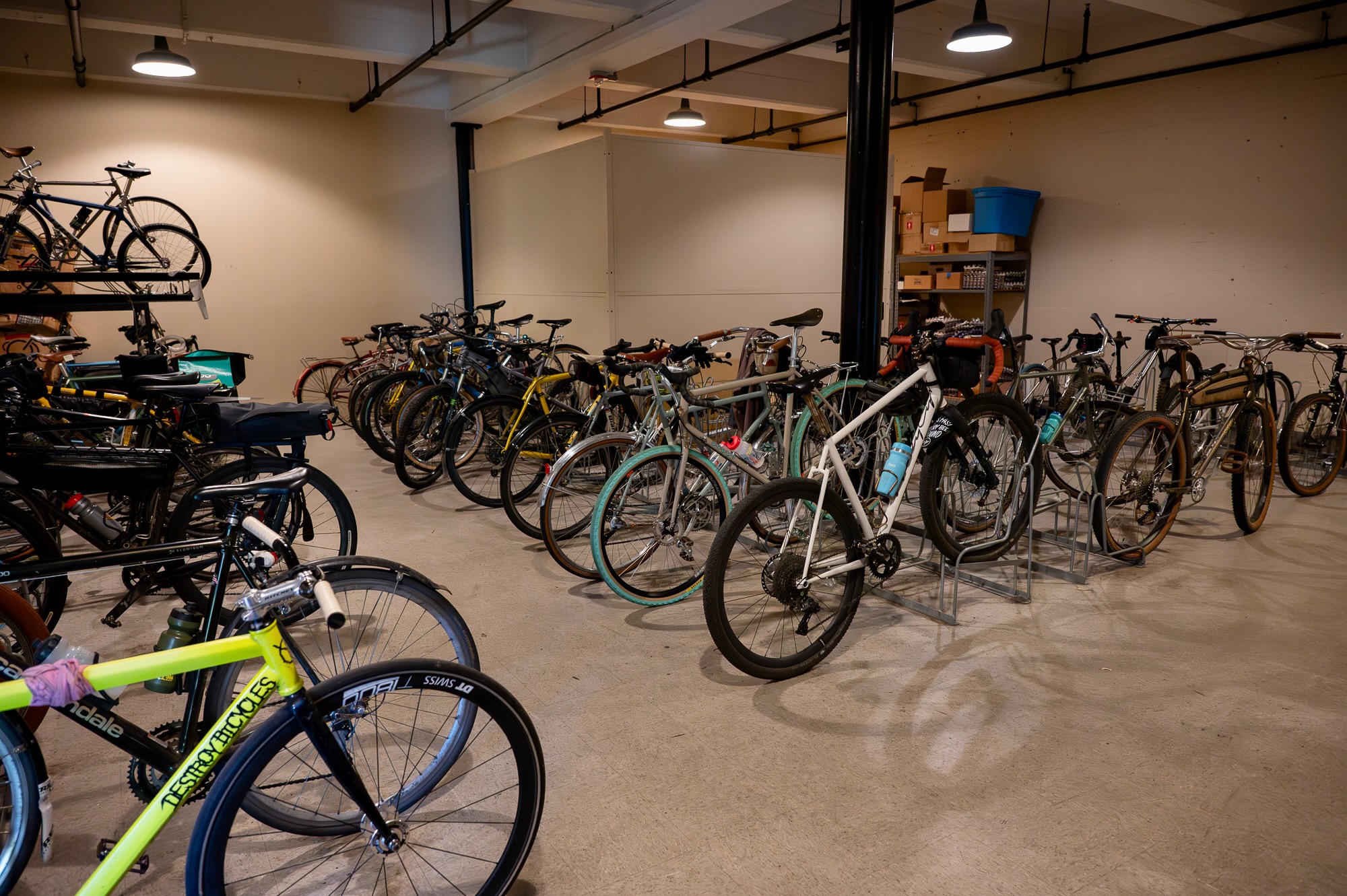 The employee bike parking area at the Chris King HQ and Factory