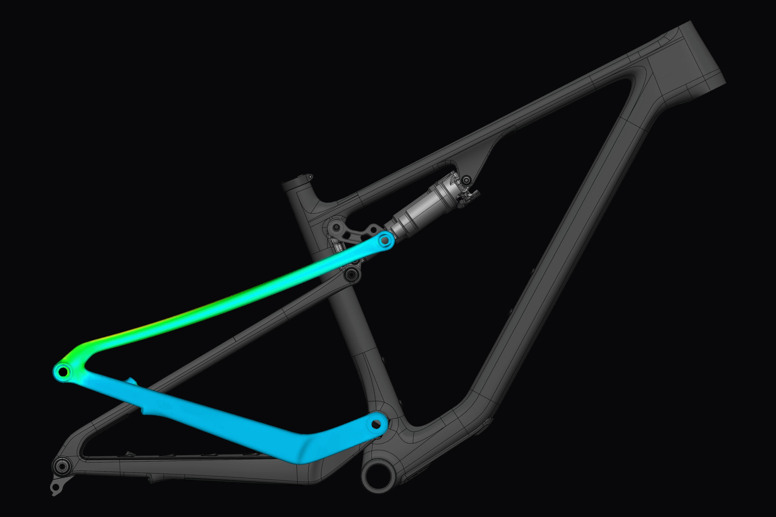 A look at a drawing of the flex stay design on the Yeti ASR