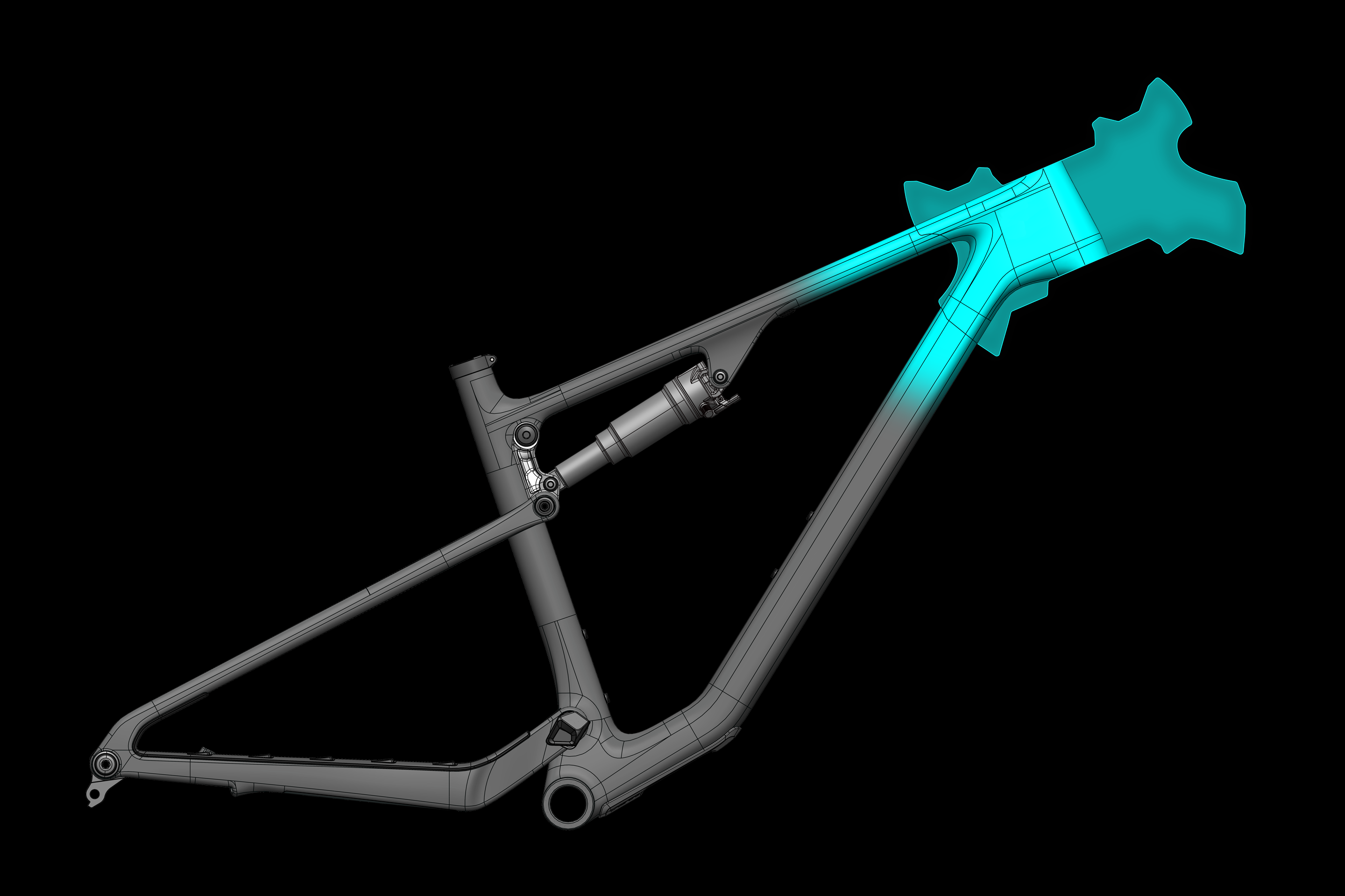 An image of the Yeti ASR which shows some of the carbon layup in the frame's design