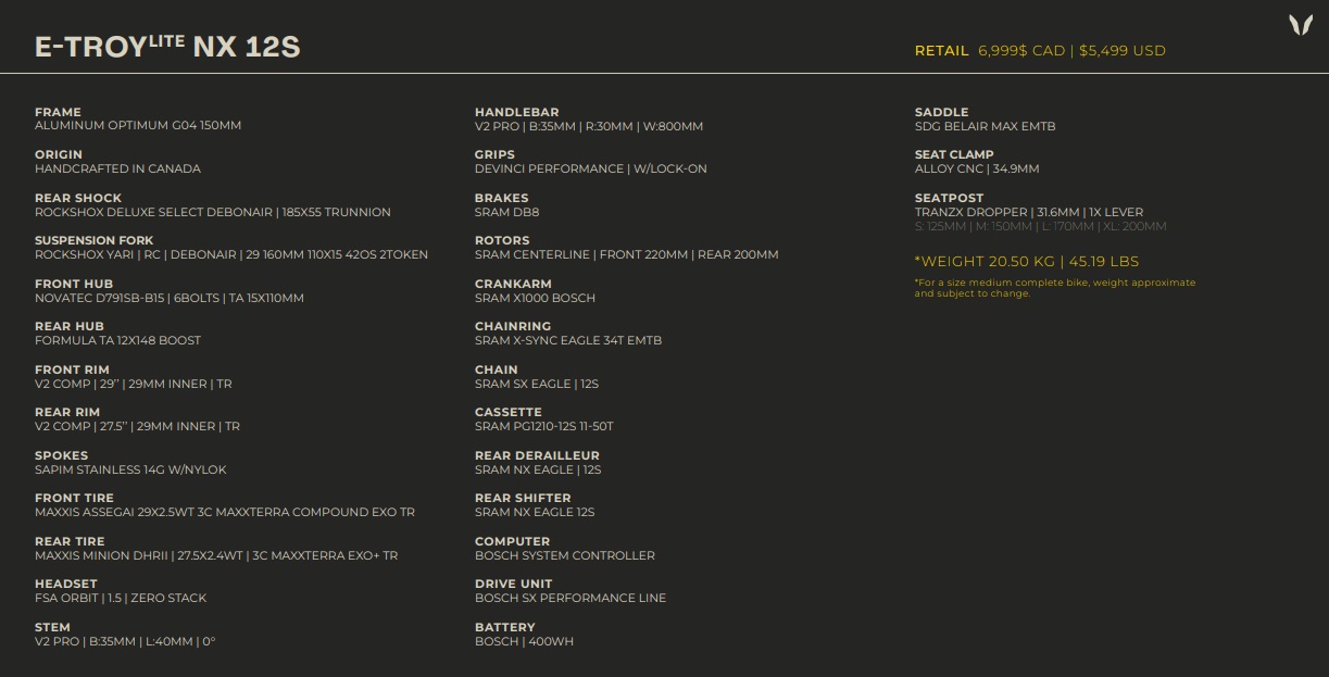 Devinci E-Troy Lite NX 12s specs